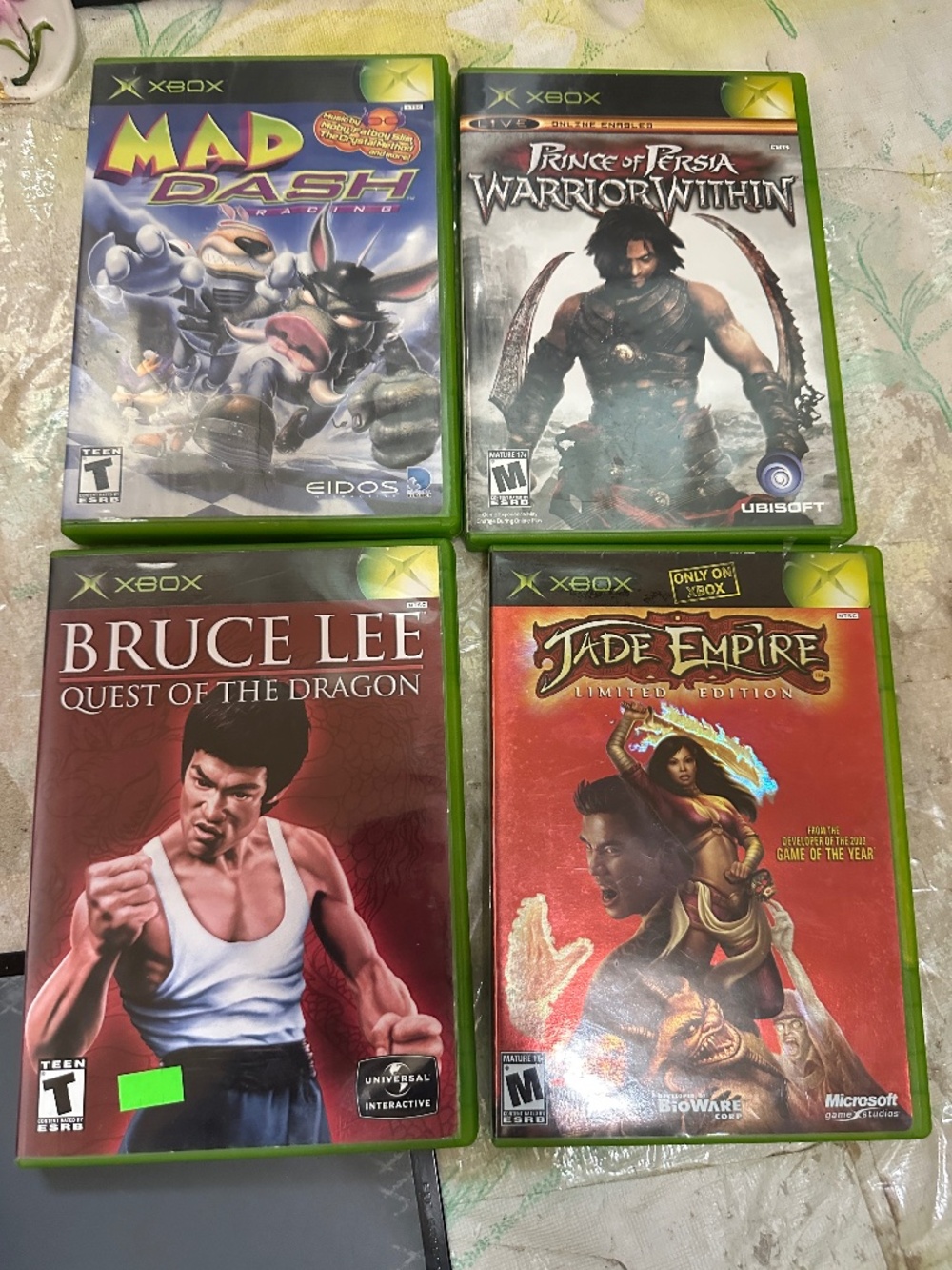 Lot of 4 Xbox Games Mad Dash Racing Prince of Persia Bruce Lee Jade Empire